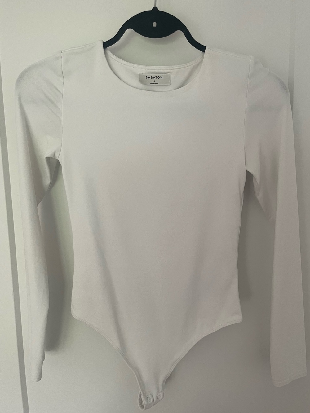 Babaton White Long Sleeve Crewneck Bodysuit
